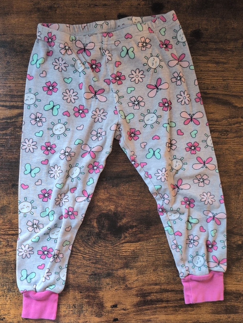 5/$25 Kirkland Signature  Pajama Bottoms with Pink & Mint Accents 3T